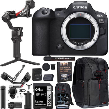 Canon EOS R6 Mark II 24.2MP Mirrorless Camera Body + DJI RS 4 Gimbal Stabilizer Bundle