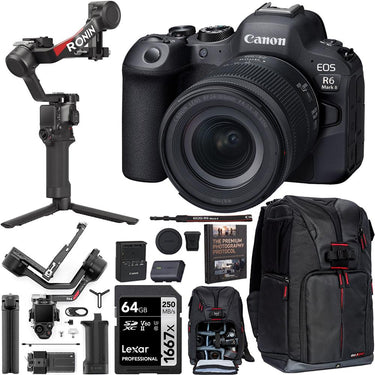 Canon R6 Mark II Mirrorless Camera + 24-105mm Lens Kit + DJI RS 4 Gimbal Stabilizer