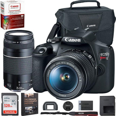 Canon EOS Rebel T7 DSLR Camera + EF18-55mm + EF 75-300mm Lens Kit + Accessories Bundle