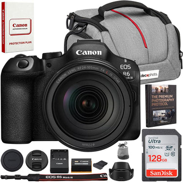 Canon EOS R6 Mark III Camera with RF24-105mm F4 L IS USM Lens+128GB Card Bundle