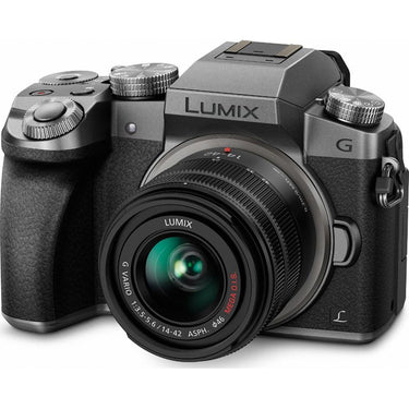 Panasonic LUMIX G7 Camera (Silver) + 14-42mm Lens +SanDisk 64GB & Mic Pro Video Bundle