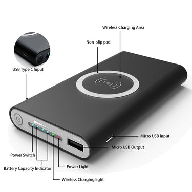 Deco Gear Qi 10,000 mAh Wireless Charger Power Bank - QIPB100BK