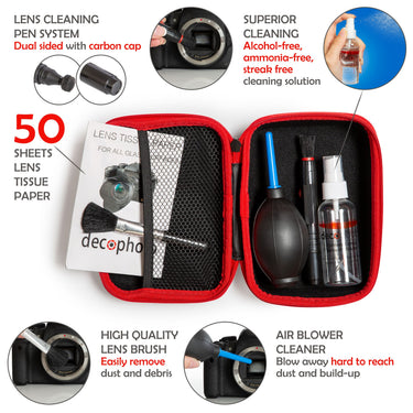 Deco Photo All-in-One Cleaning Kit for DSLR Cameras w/ Case + 16mm 10-Piece Cleaning Swabs