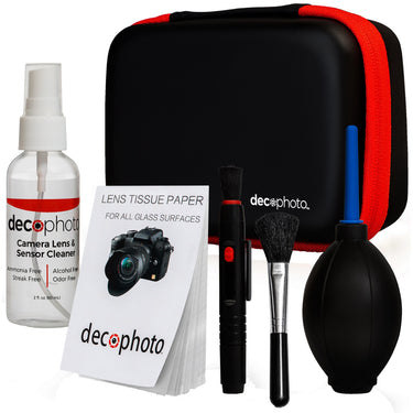 Deco Photo All-in-One Cleaning Kit for DSLR Cameras w/ Case + 24mm 10-Piece Cleaning Swabs