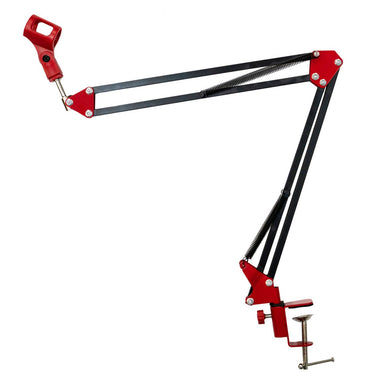 Deco Gear Microphone Suspension with Boom Scissor Arm Stand and Pop Filter Bundle