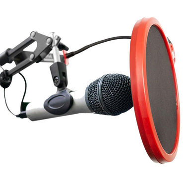 Deco Gear 2-Pack Professional Pop Filter Microphone Wind Screens with Goose Neck Black/Red