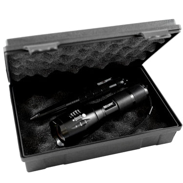 Deco Gear FPT100BK Tactical Flashlight and Tactical Pen Set with Water/Shockproof Case