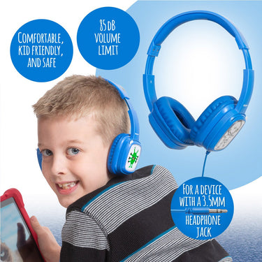 Deco Gear Kids' Over-Ear Blue Customizable Doodle Headphones with Safe Ears Volume Limiter