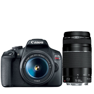 Canon EOS Rebel T7 DSLR Camera w/ EF(18-55 & 75-300)mm Zoom Kit +32GB Deluxe Bundle