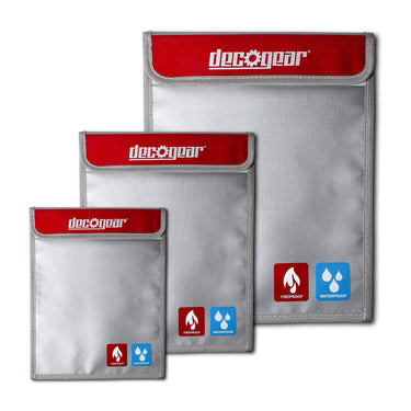 Deco Gear Dual-Layer Silicone Fireproof Water Resistant Safe Storage Bag - Large 15" x 11"