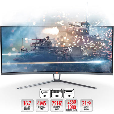 Deco Gear 35 Curved Ultrawide LED Gaming Monitor Ful HD Display 21:9 2560x1080 - Open Box