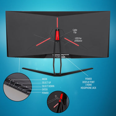 Deco Gear 35" Curved Ultrawide LED Gaming WQHD Monitor - 3440x1440 21:9 100Hz (3-Pack)