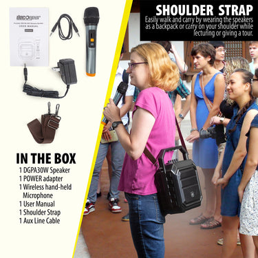Deco Gear 2-Pack Portable PA Speaker with Wireless Microphone - 30W and 4000 mAh Battery