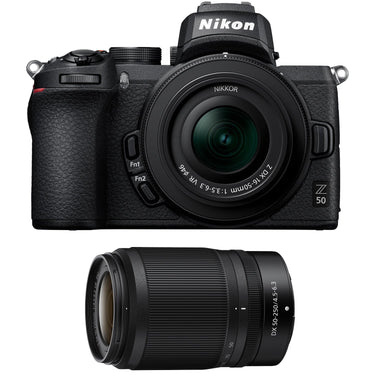 Nikon Z50 Mirrorless Camera 4K DX-Format 16-50mm + 50-250mm VR 2 Lens Pro Bundle