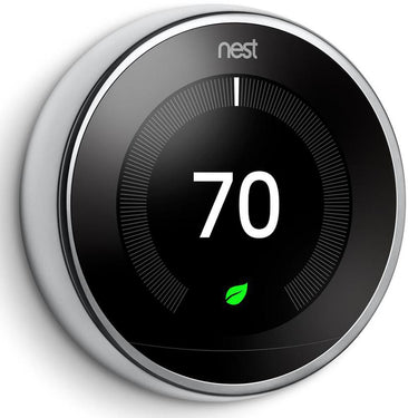 Google Nest Learning Thermostat 3rd Gen, Polished Steel w/ 2x Deco Gear WiFi Smart Plug
