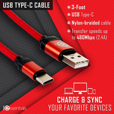 Deco Essentials 3FT USB Type-C Charge & Sync Cable | Transfer Speeds Up to 480Mbps (2-Pack)