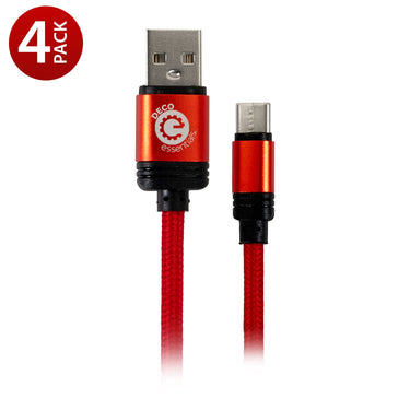 Deco Essentials 3FT USB Type-C Charge & Sync Cable | Transfer Speeds Up to 480Mbps (4-Pack)