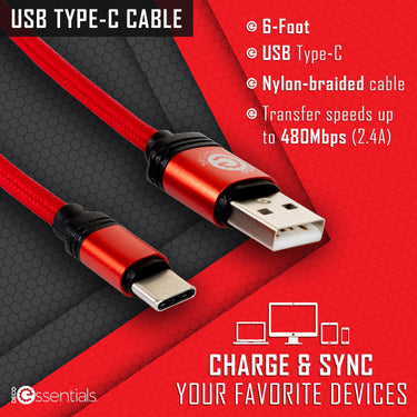 Deco Essentials 6FT USB Type-C Charge & Sync Cable | Transfer Speeds Up to 480Mbps (3-Pack)