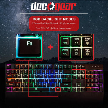 Deco Gear Mechanical Gaming Keyboard with RGB Back Lighting - MECHBRD100 - Open Box