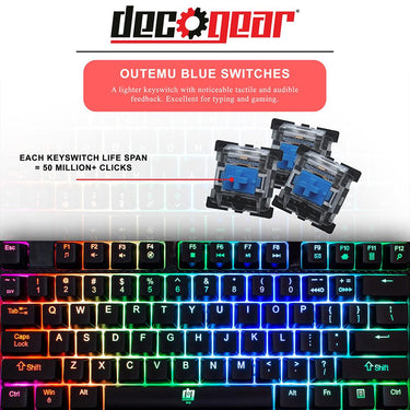 Deco Gear Mechanical Gaming Keyboard with RGB Back Lighting - MECHBRD100 - Open Box