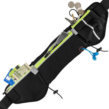 Deco Essentials Sport Zippered Waist Belt with Storage Bags and Bottle Holder