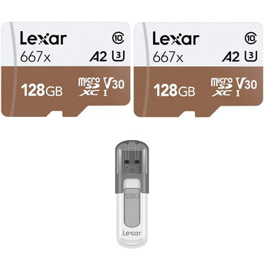 Lexar 2-Pack High-Performance 667x microSDHC/SDXC 128GB Memory Card w/ 128GB USB