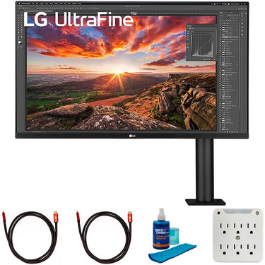 LG 32 Inch UltraFine Display Ergo 4K HDR10 Monitor with Cleaning Bundle