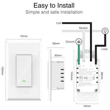 Deco Essentials 2x WiFi Smart Light Switch w/ 2x Smart Wall Outlet Plug