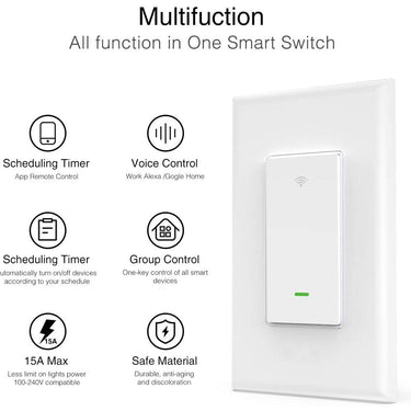 Deco Essentials 3x WiFi Smart Light Switch w/ 3x Smart Wall Outlet Plug