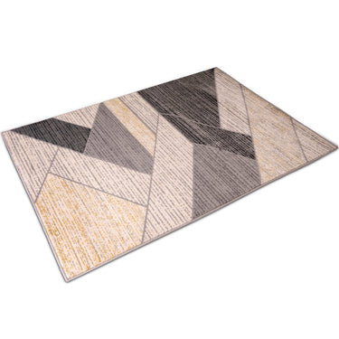 Deco Home Black/Tan Modern Indoor Area Rug with Non-Slip Backing, 5.25' x 7.5'