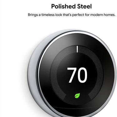 Google Nest Learning Smart Thermostat Gen 3 Polished Steel T3019US + elago Wall Plate Cover