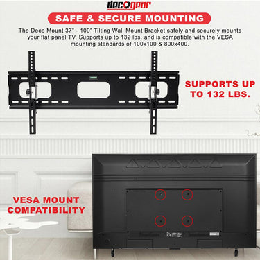 Deco Mount 37"-100" TV Wall Mount Bracket Bundle - TILT37100KT - Open Box