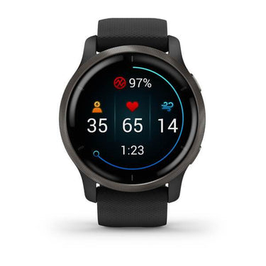 Garmin Venu 2 Fitness Smartwatch - Slate Bezel with Black Silicone Band