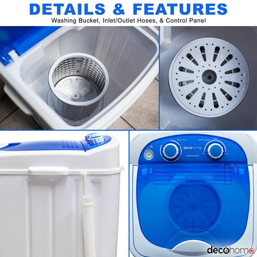 Deco Home 250W Portable Washing Machine with 8.8 lb Capacity - WSHM01 - Open Box