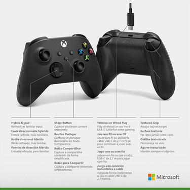 Microsoft Xbox Wireless Controller with USB-C Cable for PC - Carbon Black - 1V8-00001