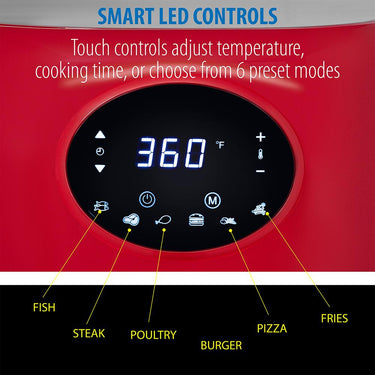Deco Chef Red 3.7QT Digital Air Fryer with 6 Cooking Presets Open Box