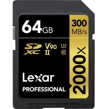 Lexar Professional 2000x 64GB SDXC Memory Card 2-Pack+Editing Suite & 64GB Drive