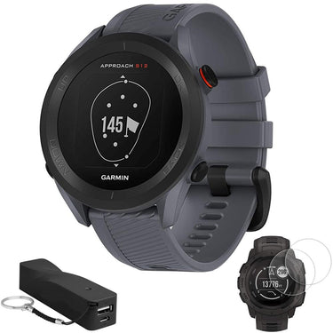 Garmin Approach S12 GPS Golf Watch 42k+ Preloaded Courses Blue+Power Bank Bundle