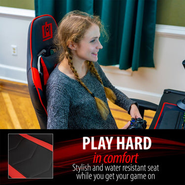 Deco Gear Ergonomic Foam Gaming Chair with Adjustable Head and Support Open Box
