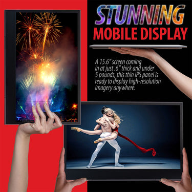 Deco Gear 15.6" 1920x1080 Portable Monitor, 60Hz, Touchscreen with 1-Year Warranty Bundle