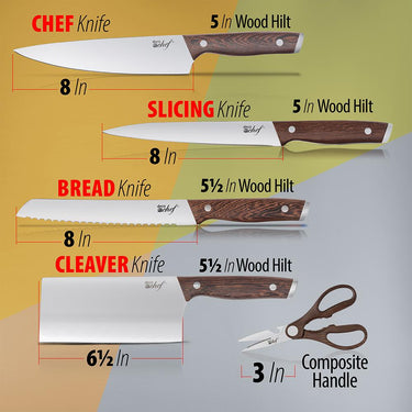 Deco Chef 16 Piece Knife Set w/ Wedge Handles; Shears; Block; and Cutting Board - Open Box
