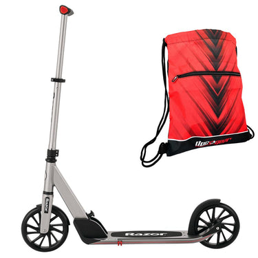 Razor A5 DLX Scooter (Silver) - 13013211 with Deco Drawstring Bag
