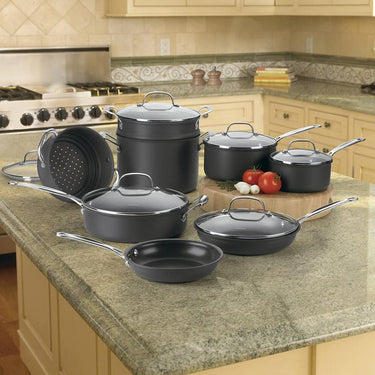 Cuisinart Chef's Classic Nonstick Hard-Anodized 14-Piece Cookware Set +Deco Chef Oven Mitt