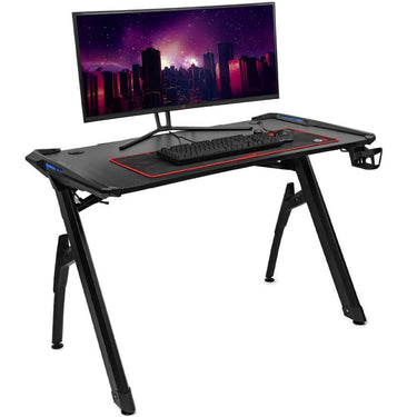 Deco Gear 47" LED Gaming Desk, Carbon Fiber Surface with 34" Curved Gaming Monitor Bundle