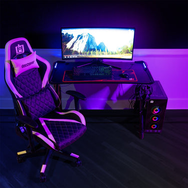 Deco Gear Ergonomic White Gaming Chair, Head, Lumbar Support, Outemu Blue Switch Keyboard