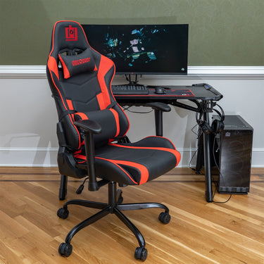 Deco Gear Ergonomic Red Gaming Chair, Head and Lumbar Support with 4 Mode Streaming Mic