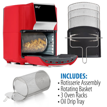 Deco Chef 12.7QT Digital Air Fryer Oven, Red + Bonus Deco Chef 12 Piece Knife Set