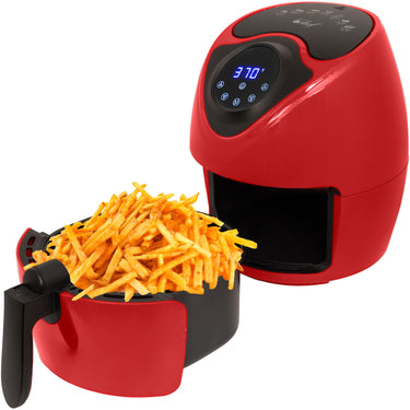 Deco Chef 3.7QT Electric Oil-Free Digital Air Fryer, Red + Deco Chef 16-Piece Knife Set