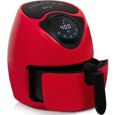 Deco Chef 3.7QT Electric Oil-Free Digital Air Fryer, Red + Deco Chef 12-Piece Knife Set