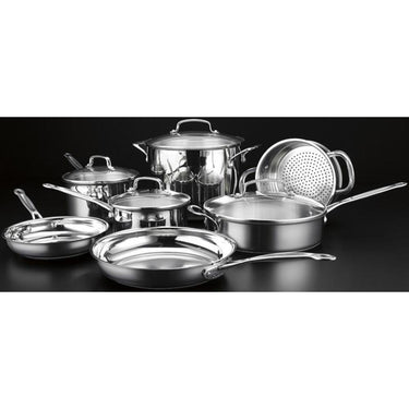 Cuisinart 77-11G Chef's Classic Stainless 11-Piece Cookware Set + Deco 12Pcs Knife Set
